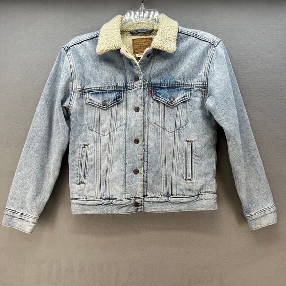 Levi's Denim Jacket Women's XS Light Blue Sherpa Lined Vintage Classic 80s Style